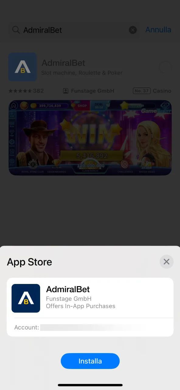 Ottieni AdmiralBet su iOS senza configurazioni aggiuntive.