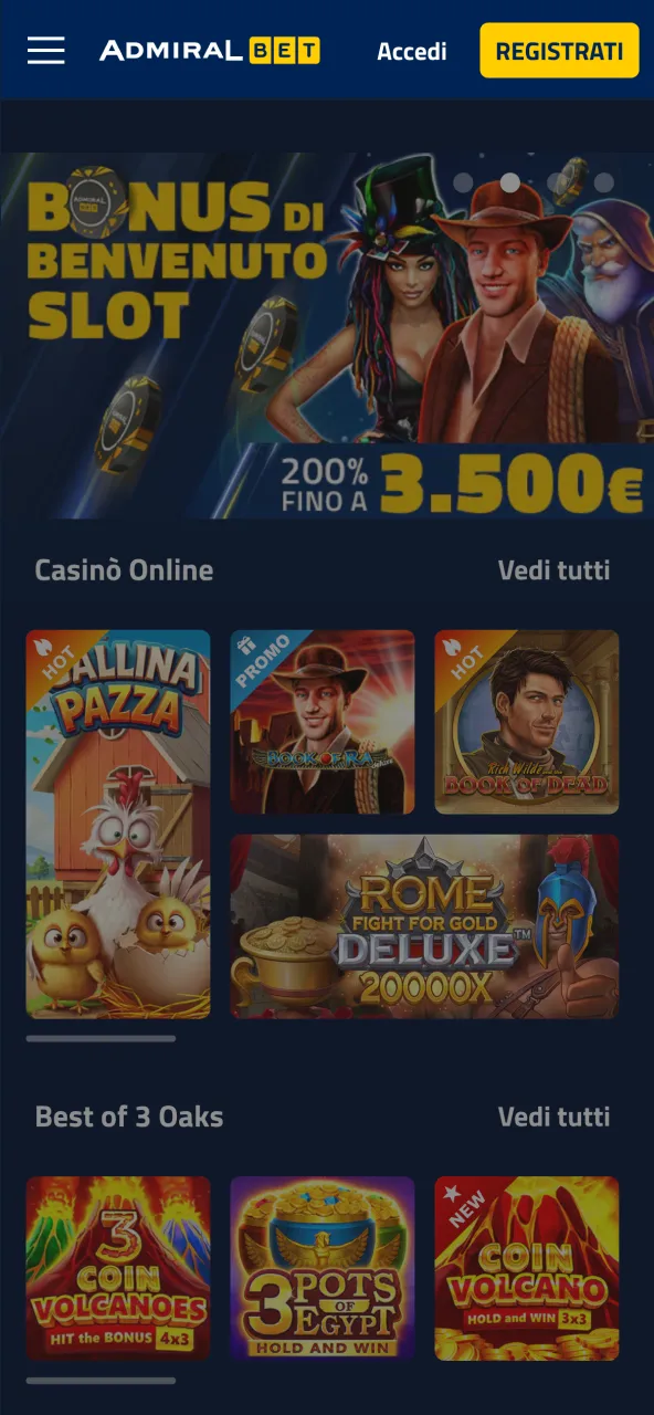 Apri il sito AdmiralBet e crea subito il tuo conto gioco.