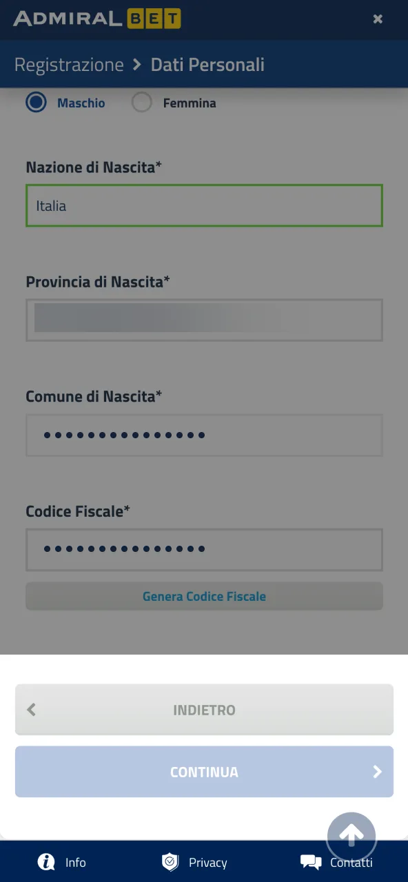 Controlla i dati, conferma via email e gioca su AdmiralBet.
