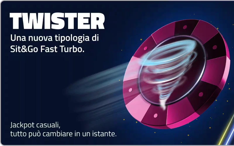 Partecipa al torneo di poker Twister Sit&Go Fast Turbo del casinò online AdmiralBet.