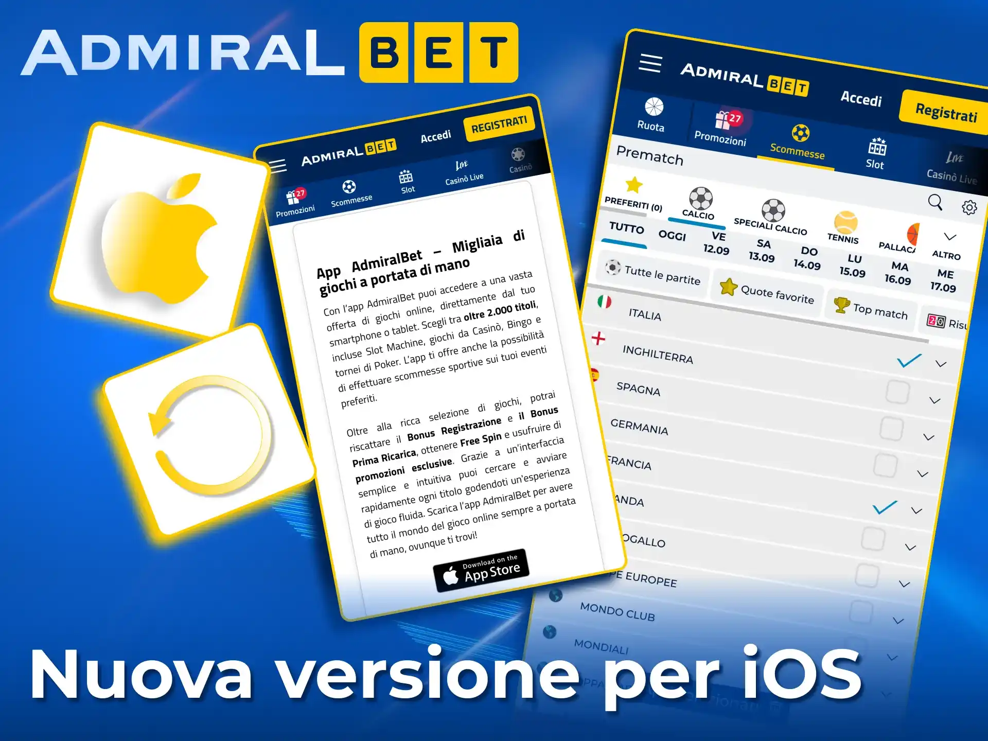 Aggiorna AdmiralBet su iPhone e gioca senza interruzioni.
